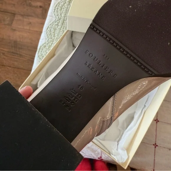 Sezane Glossy Beige Heeled Boots - Picture 7 of 7